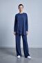 Women's Asymmetrical Cut Buttoned Tunic Trousers Set 14525