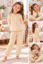 Baby Girl Floral Patterned Ribbed Pajama Set – Collar Detailed Long Sleeve Pajama Set Bottom Top Set - 3