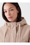 Two Mt Shop Quality Lcw Everyday Beige Hooded Oversize Women's Raincoat - 3