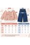 Girl's 3-Piece Set: Knit Cardigan, Shirt, and Wide-Leg Jeans with Floral Detail, Ages 2-5 - 4