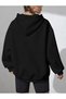 Women's Collar Daisy Printed Premium Hooded 2 Thread Oversize Sweatshirt - 2