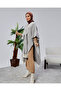 Women's Anthracite Belted Tasseled Knitwear Poncho Shawl Collar Oversize - 3