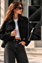 Women's Crop Jacket with Zipper Pockets, Short Cashmere Jacket, Casual Stylish Oversized Coat - 3