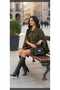 Standard Size Premium Khaki Color Buttoned Belted Cashmere Cape Poncho /Blackbonds - 2