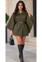 Standard Size Premium Khaki Color Buttoned Belted Cashmere Cape Poncho /Blackbonds