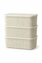 3-Piece XL Storage Container Set with Lid, Large Size Wicker Pattern Cream Bread Food Box - 4