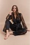 Silky Satin Lace Detailed Long 2-Piece Pajama Set - 2
