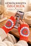 Women's Fingerless Knitted Gloves Handmade Floral Motif Coral Orange Winter Knitted Gloves - 4