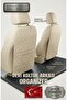 Fiat Bravo Compatible 2-Piece Cream D Leather Cream Stitched In-Car Seat Organizer