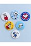 Snoopy A5 Spiral-Bound Lined Notebook 80 Sheets, 6 Pieces of 44 mm Badges, and 4 Pages of A4 Sticker Set - 6