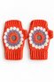 Women's Fingerless Knitted Gloves Handmade Floral Motif Coral Orange Winter Knitted Gloves - 2