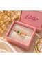 Gold Color Letter K Ring – Sparkling Stylish Letter Ring with Green Pink Stone Detail