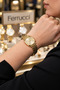 Luxury Looking Gold Women's Wristwatch |   23 mm Steel Cord - 2