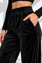 Wide Leg Max Length Velvet Trousers/Double Pockets in Green - 4
