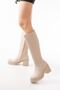 Zri̇nx-3013 Premium Beige Zippered Daily Women's Boots 6 cm - 3