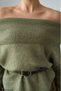 Women's Khaki Madonna Collar Asymmetrical Cut Knitwear Sweater - 8