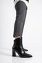 Nordas Cut-Shaped Pointed Toe Mid-Stitched Women's Heeled Boots Black Wrinkled