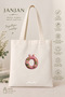Canvas Tote Shoulder Bag Women's Daily Bag Suitable for A4 Size Handmade Natural Fabric Large Tote Bag Name Printed, Letter Printed Bag