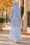Women's Hijab Stone Embroidered Textured Cardigan Pleated Skirt Hijab Set - 2