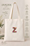 Canvas Tote Shoulder Bag Women's Daily Bag Suitable for A4 Size Handmade Natural Fabric Large Tote Bag Name Printed, Letter Printed Bag