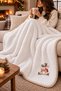 New Year's Special Embroidered White Tv Blanket – Soft and Warm with Colorful Stripes 150X200 cm