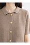 Alita City Lcw Everyday Brown Knitwear Plain Short Women's Cardigan with a Difference - 3