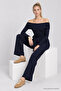 Open Shoulder Tie-Up Modal Suit Lby0105 Dark Blue - 2