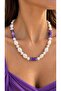 Pearl-Looking Amethyst Natural Stone Necklace Purple Stone Handmade Design Necklace - 2
