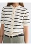Nevavm Farkıyla Lcw Everyday Ecru Knitwear Striped Women's Cardigan - 3