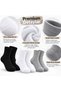 Children's Sports Socks Set of 6 Black White Gray Fine Stitched Scented Washable Soft Flexible Daily Socks Set - 5