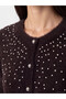 Alita City Lcw Everyday Brown Knitwear Women's Cardigan with Stones - 3
