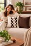 Melodi Punch Embroidered 2-Piece Throw Pillow Cover Set |   Zippered 42X42 cm |   Modern Sofa Throw Pillow with Pattern, Decorative - 2
