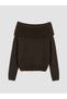 Alita City Farkıyla Xside Brown Knitwear Diamond Patterned Boat Neck Women's Sweater - 6