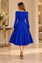 Women's Long Sleeve Double Breasted Collared Pleated Midi Dress - 5