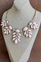 Wednesday - Enid Pink Cabochon Stone Geometric Floral Collar Necklace - 4