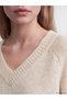 Alita City Lcw Vision Ecru Knitwear Plain V-Neck Women's Sweater with a Difference - 3