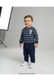 Boys' Striped 1-2-3-4 Years Old Winter 3 Threaded Ribbed 2-Piece Top and Bottom Tracksuit Set - 3