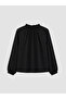 Alita City with a Difference from the Lcw Modest Black Plain Tie-Neck Long Sleeve Women's Blouse - 2