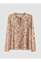 Two Mt Shop Quality Lcw Grace Orange Combed Cotton Patterned Tie Collar Long Sleeve Women's Blouse - 5