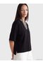 Two Mt Shop Quality Lcw Everyday Black Diver Fabric Striped V-Neck Short Sleeve Women's Blouse