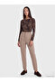 Two Mt Shop Quality Lcw Everyday Brown Combed Cotton Leopard Oval Neck Long Sleeve Women's Blouse - 2