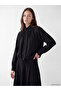 Alita City Lcw Modest Black Poplin Plain Judge Collar Long Sleeve Women's Blouse with a Difference