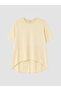 Alita City Lcw Vision Beige Combed Cotton Plain Oval Neck Short Sleeve Women's Blouse with a Difference - 5