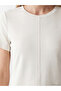 Two Mt Shop Quality Lcw Vision Beige Diver Fabric Plain Oval Neck Short Sleeve Women's Blouse - 3