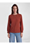 Alita City Lcw Grace Orange Embroidered Oval Neck Long Sleeve Women's Blouse with a Difference