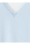 Alita City with a Difference of Color, Lcw Everyday Blue Combed Cotton Plain V-Neck Sleeveless Women's Blouse - 6