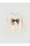 Alita City Lcw Baby Ecru Leopard Patterned Baby Girl Sweatshirt with a Difference in Color - 2