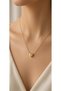Gold Color -Z- Letter Heart Detailed Minimal Thin Chain Steel Necklace -Tarnish Resistant-45Cm - 2