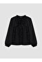 Alita City with a Difference from the Lcw Modest Black Plain Tie-Neck Long Sleeve Women's Blouse