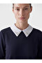 Two Mt Shop Quality Lcw Everyday Navy Blue Diving Fabric Oversized Women's Sweatshirt Tunic with Stones - 3